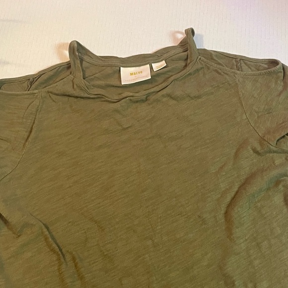 Maeve by Anthropologie Cold Shoulder Sz Small Green Top - Picture 7 of 8